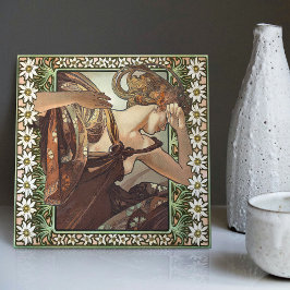 Azulejo De Cerâmica Art Nouveau Étoile du Soir Mucha Edelweiss Decor