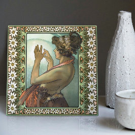 Azulejo De Cerâmica Art Nouveau Étoile Polaire Mucha Edelweiss Decor