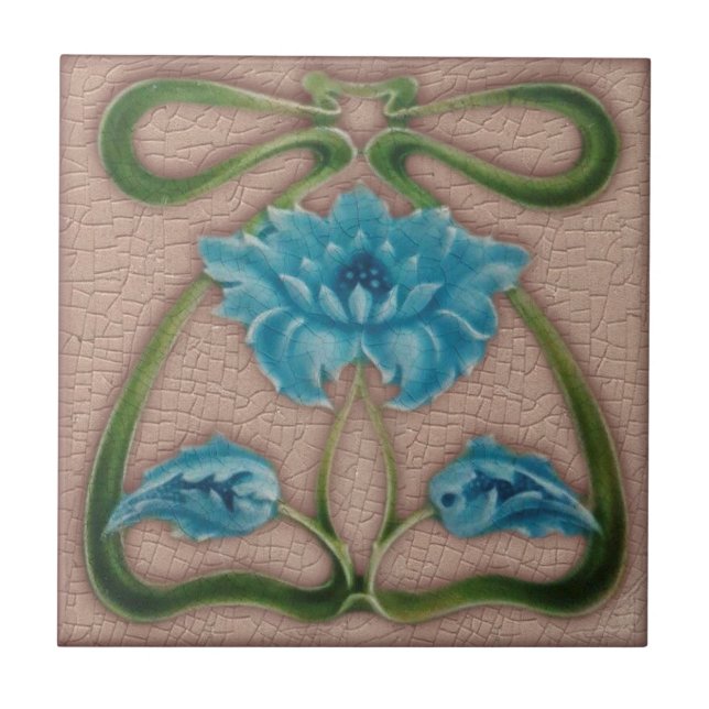 Azulejo De Cerâmica Art Nouveau Faixa Floral Fita Antiguidade Reproduç (Frente)