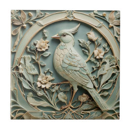 Azulejo De Cerâmica Art Nouveau Faux Alivio Bird Rico Floral