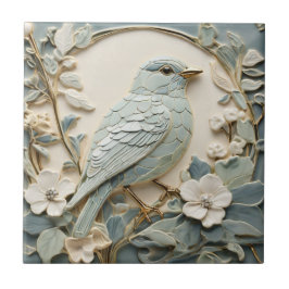Azulejo De Cerâmica Art Nouveau Faux Alivio Bluebird Bird Direita