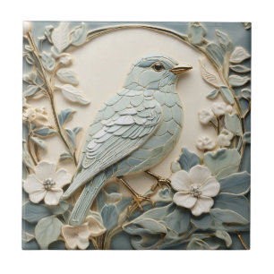 Azulejo De Cerâmica Art Nouveau Faux Alivio Bluebird Bird Direita