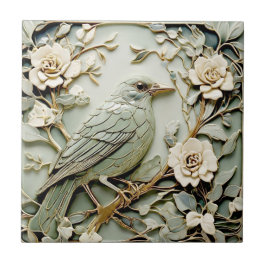 Azulejo De Cerâmica Art Nouveau Faux Alivio Direito Blackbird Mint