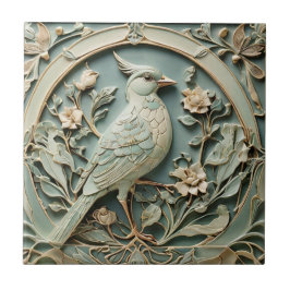 Azulejo De Cerâmica Art Nouveau Faux Alivio Direito Rico de aves Flora