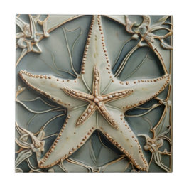 Azulejo De Cerâmica Art Nouveau Faux Alivio Ocean Starfish Star