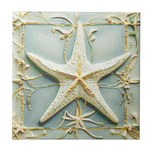 Azulejo De Cerâmica Art Nouveau Faux Alivio Starfish Sea Beach