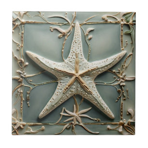 Azulejo De Cerâmica Art Nouveau Faux Alivio Starfish Sea Star Marine