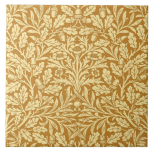 Azulejo De Cerâmica Art Nouveau Floral Damask, Mostarda Amarela e Dour