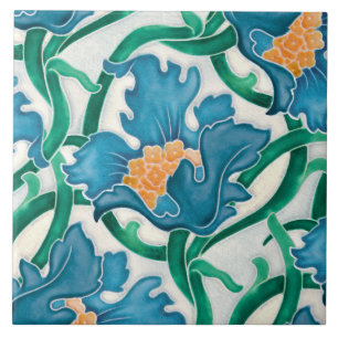 Azulejo De Cerâmica Art Nouveau Floral Majolica Pattern