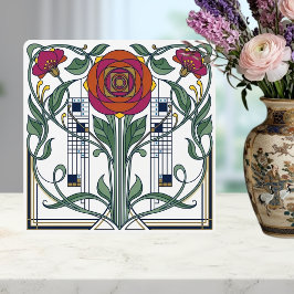 Azulejo De Cerâmica Art Nouveau Floral Rose Geometric Art Design