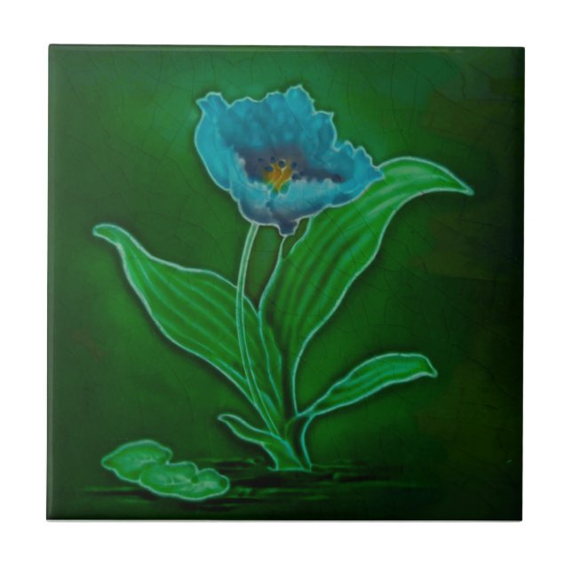 Azulejo De Cerâmica Art Nouveau Floral Tubelined Repro Richards (Frente)