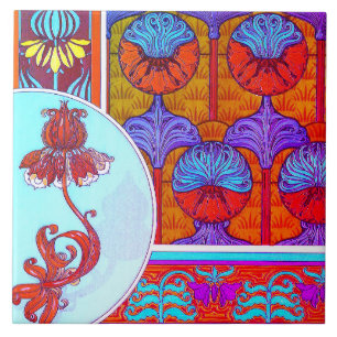 Azulejo De Cerâmica Art nouveau floral vintage flor victoriana
