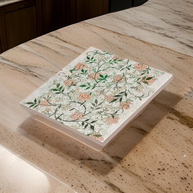 Azulejo De Cerâmica Art Nouveau Flores Rosa Folhas Verdes (Criador carregado)