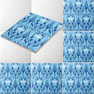 Azulejo De Cerâmica Art Nouveau Foliage & Floral Patterno