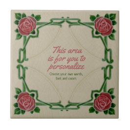 Azulejo De Cerâmica Art Nouveau Frame Roses Repro Tile to Personalize