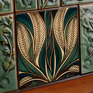 Azulejo De Cerâmica Art Nouveau Inspirou Geometria Clássica Floral Clá