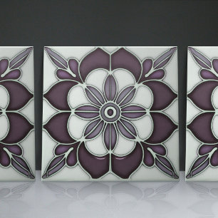 Azulejo De Cerâmica Art Nouveau Inspirou Geometria Clássica Floral Clá