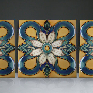 Azulejo De Cerâmica Art Nouveau Inspirou Geometria Clássica Floral Clá