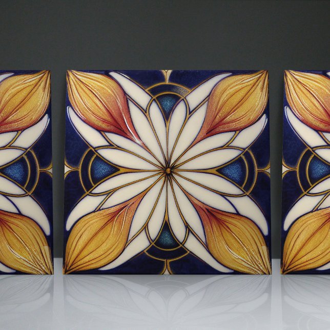 Azulejo De Cerâmica Art Nouveau Inspirou Geometria Clássica Floral Clá (Criador carregado)