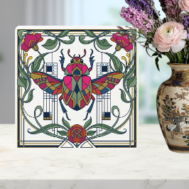 Azulejo De Cerâmica Art Nouveau Jewel Beetle Floral Border Ceramic