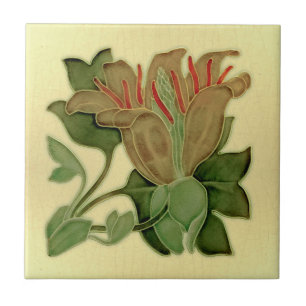 Azulejo De Cerâmica Art Nouveau Lily Antique Pilkington Repro
