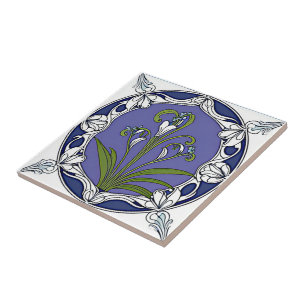 Azulejo De Cerâmica Art nouveau lily flower