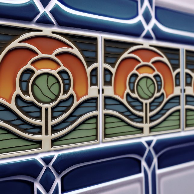 Azulejo De Cerâmica Art Nouveau Mackintosh Rose Ceramic Tile (Criador carregado)