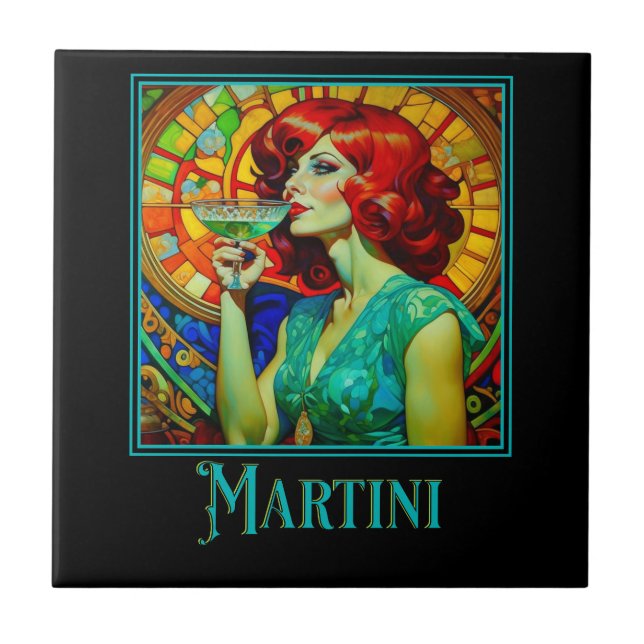 Azulejo De Cerâmica Art Nouveau Martini (Frente)