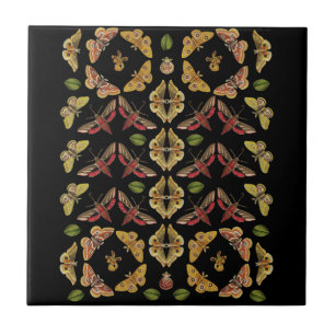 Azulejo De Cerâmica Art Nouveau Moth & Orchid art deco black
