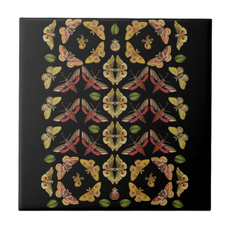 Azulejo De Cerâmica Art Nouveau Moth & Orchid art deco black