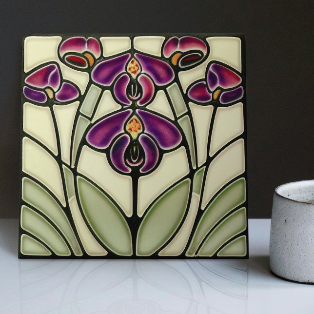 Azulejo De Cerâmica Art Nouveau Nemesia "Dazzle-Me Lilac" Simétrica (Criador carregado)