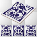 Azulejo De Cerâmica Art Nouveau Ornaze Frieze<br><div class="desc">Este ornamento de nouveau frieze de arte azul e branca derivou de uma antiga publicação de arte da era vitoriana ca. 1878. Você pode personalizar as cores.</div>