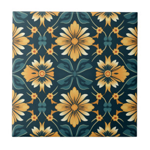 Azulejo De Cerâmica Art Nouveau Padrão Floral Amarelo