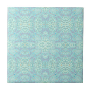 Azulejo De Cerâmica Art Nouveau Pastel Teal Blue Padrão Espelhado