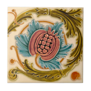 Azulejo De Cerâmica Art Nouveau Pomegranate Alivio Antiquado Repro