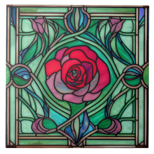 Azulejo De Cerâmica Art Nouveau Rosa Floral Decorativo