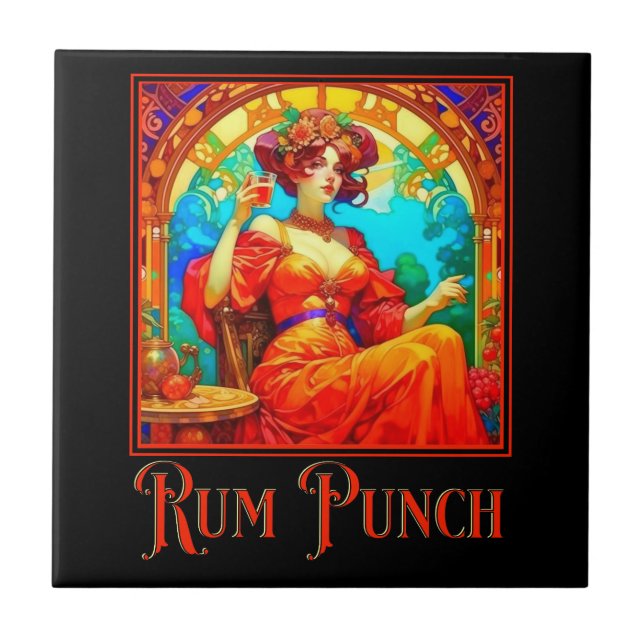 Azulejo De Cerâmica Art Nouveau Rum Punch (Frente)