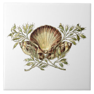 Azulejo De Cerâmica Art Nouveau Seashell Ornament