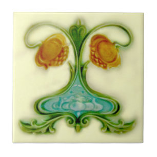 Azulejo De Cerâmica Art Nouveau Soft Colors Lea & Boulton c1900 Repro
