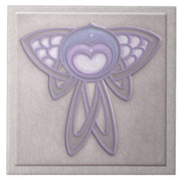 Azulejo De Cerâmica Art Nouveau Style Insect - Mauve Pálido e Lavanda