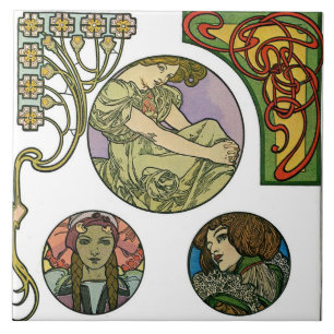 Azulejo De Cerâmica Art Nouveau Style, Mucha