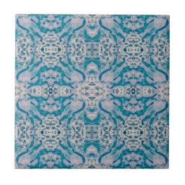 Azulejo De Cerâmica Art Nouveau Teal Blue Roxo Padrão Espelhado