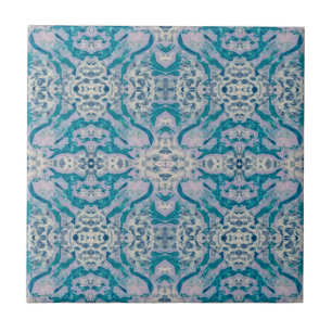 Azulejo De Cerâmica Art Nouveau Teal Blue Roxo Padrão Espelhado