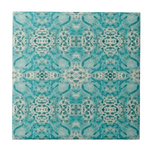Azulejo De Cerâmica Art Nouveau Teal Green Decorative Padrão Espelhado