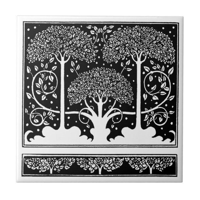 Azulejo De Cerâmica Art Nouveau Tree Beardsley Pattern (Frente)