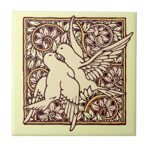 Azulejo De Cerâmica Art Nouveau Turtle Doves