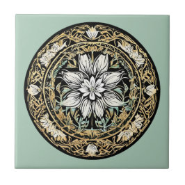 Azulejo De Cerâmica Art Nouveau White Floral