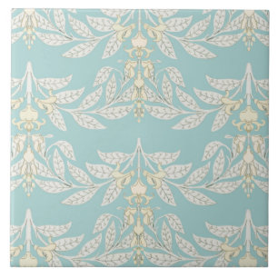 Azulejo De Cerâmica Art Nouveau wisteria padrão turquesa macia