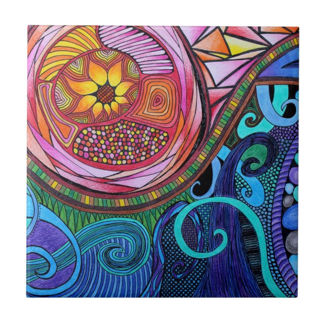 Azulejo De Cerâmica Arte abstracta colorida moderna (Frente)