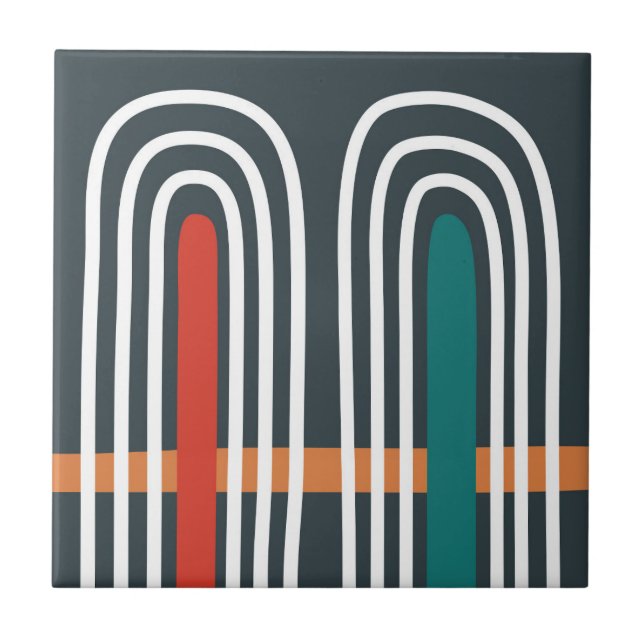 Azulejo De Cerâmica Arte abstrata boho arco-íris design (Frente)